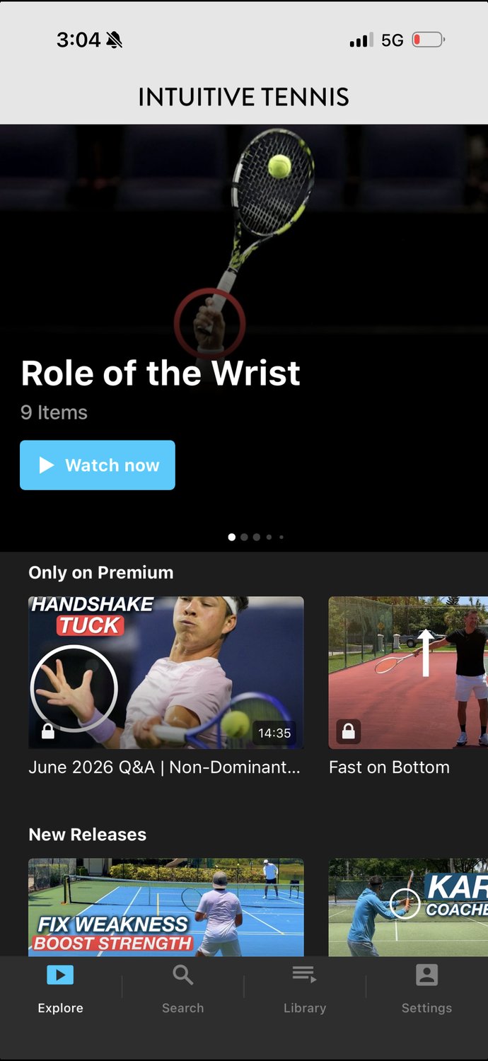 Intuitive Tennis app, competitive reference